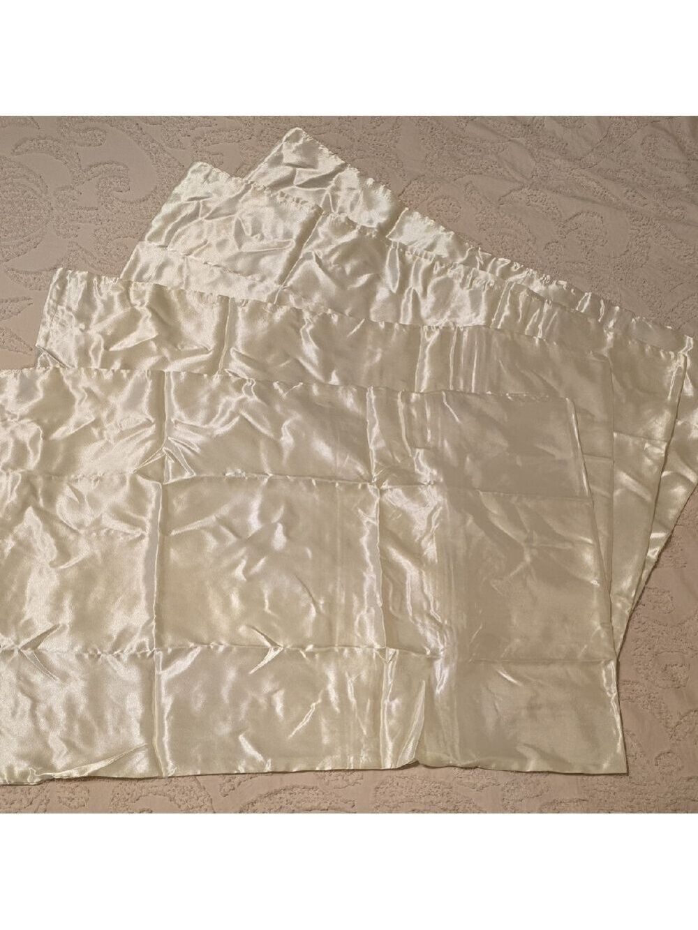 Satin Zipper Pillowcases Bone Cream Queen Size Set of 4 New